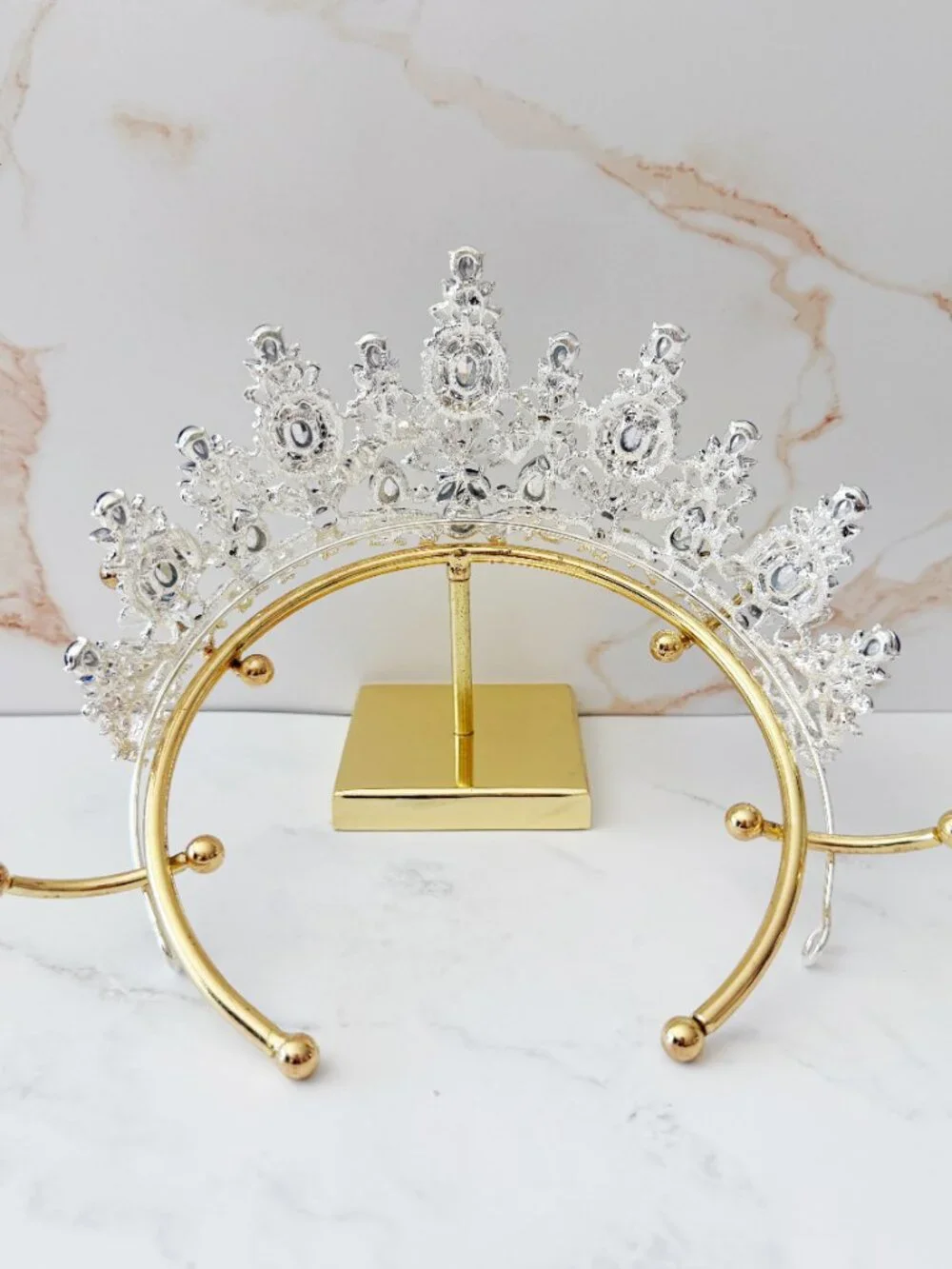 Silver Navy Blue Crystal Butterfly Tiara Crown Wedding Pageant Prom Quinceanera